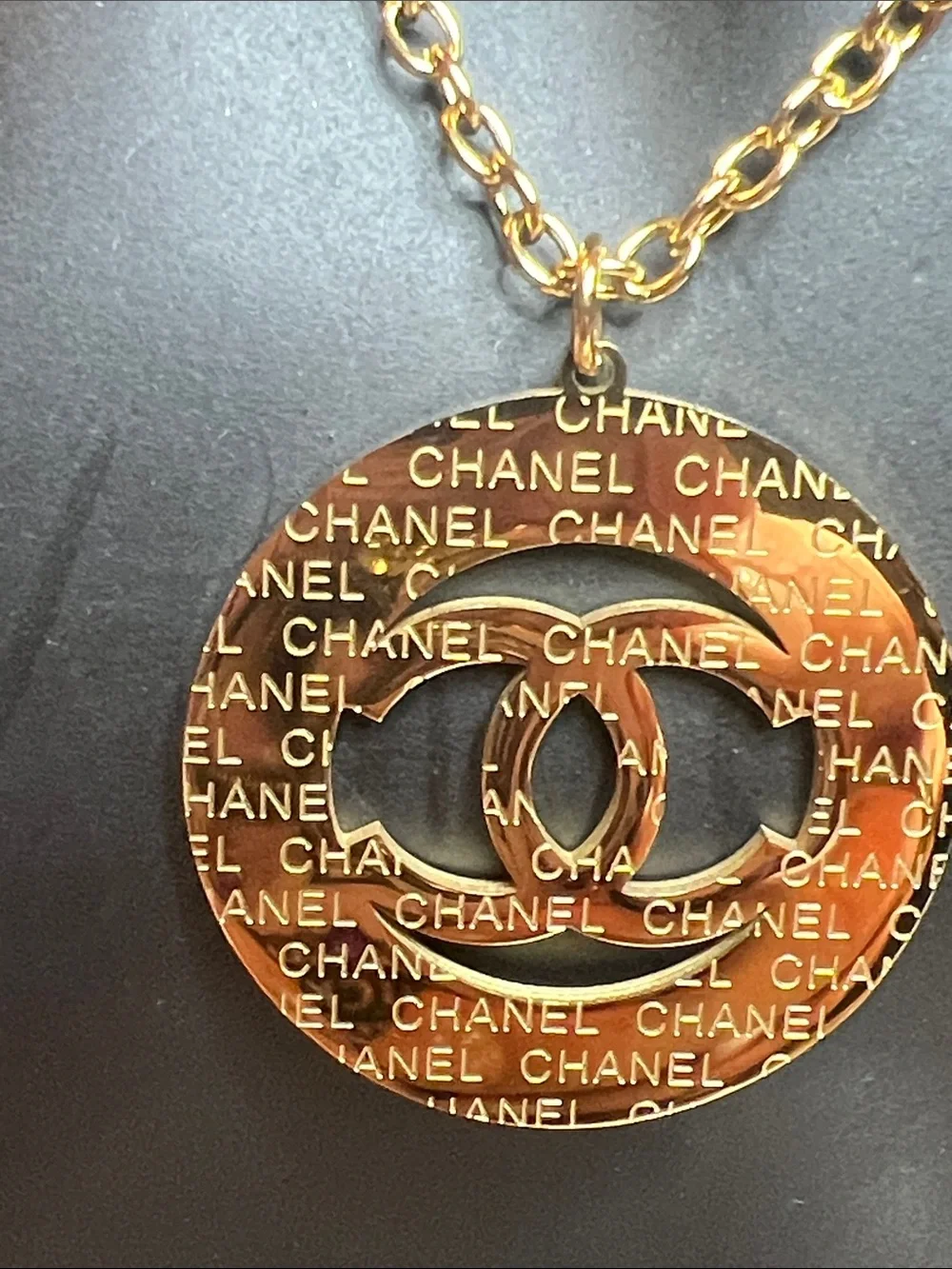 Gold-Tone Logo Medallion Pendant Necklace